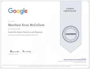 Sound the Alarm: Detection and Response certificate