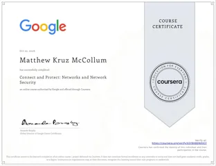 Connect and Protect: Networks and Network Security certificate